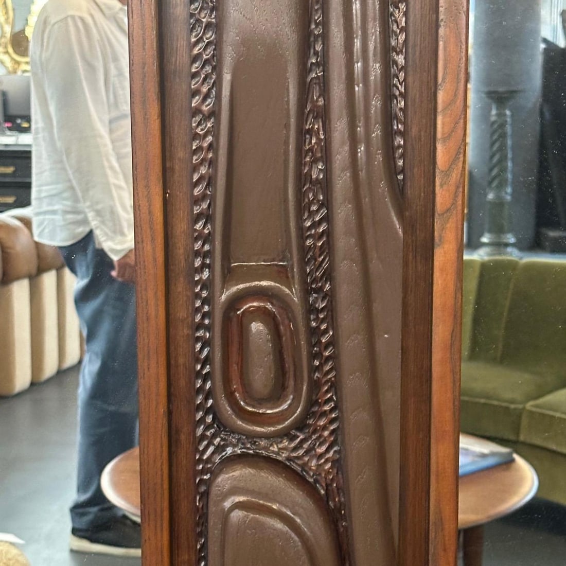 Pulaski, Brutalist Mid-Century Modern, 'Oceanic' Wall Mirror, Walnut, 1960s - 5