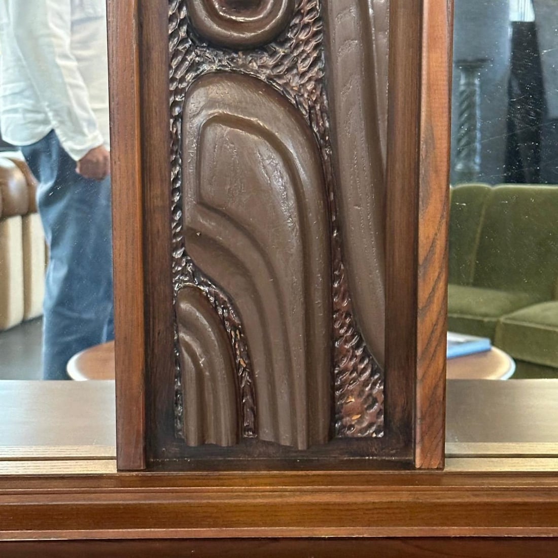 Pulaski, Brutalist Mid-Century Modern, 'Oceanic' Wall Mirror, Walnut, 1960s - 6