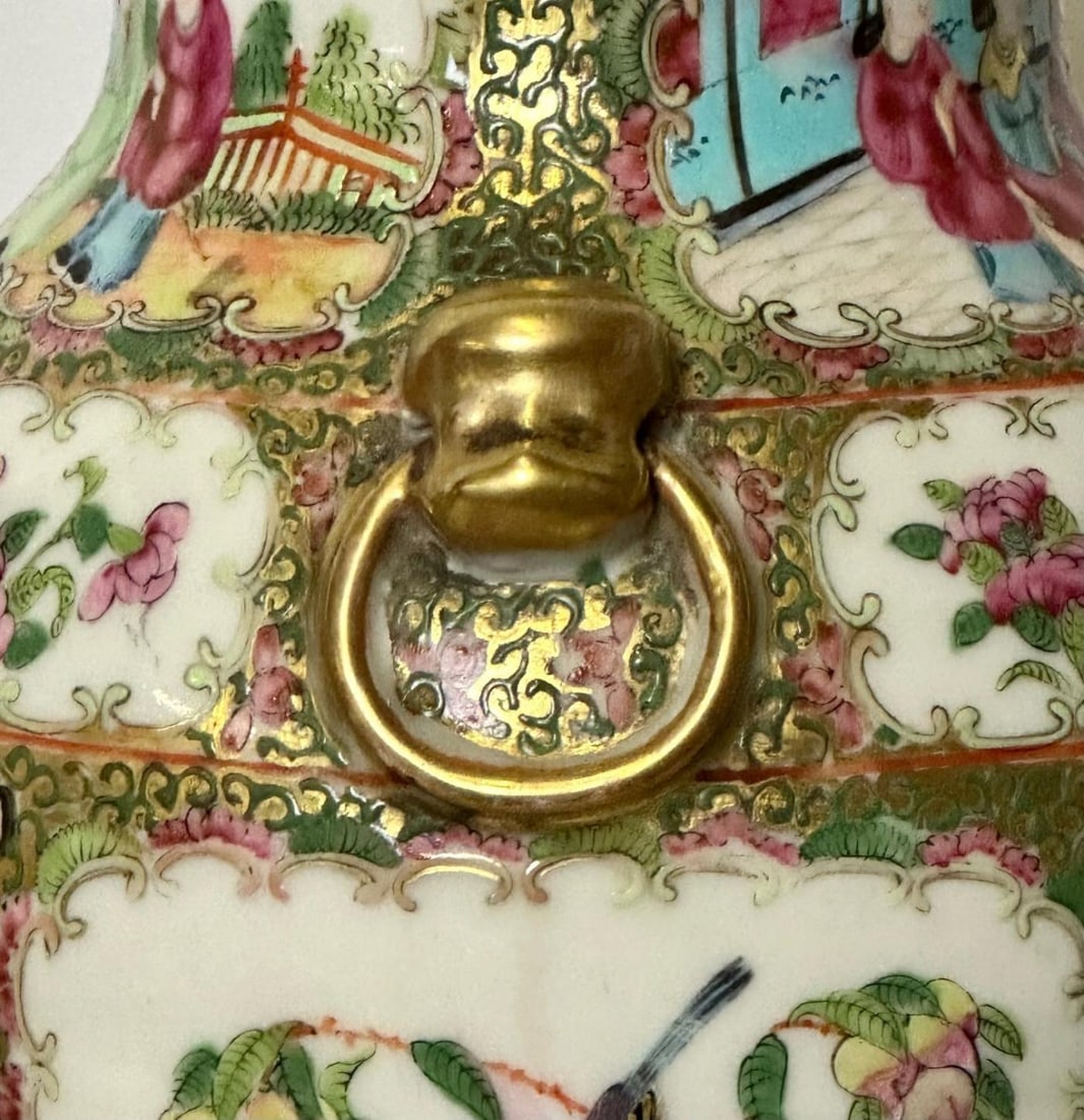 Pair of Ceramic Oriental Table Lamps, Decoration, Bronze, 19th C. - 10