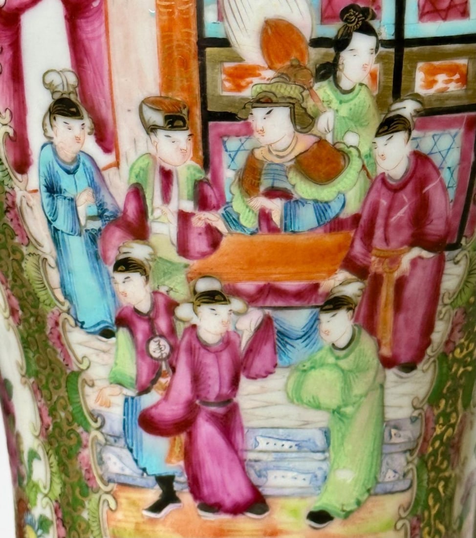 Pair of Ceramic Oriental Table Lamps, Decoration, Bronze, 19th C. - 11