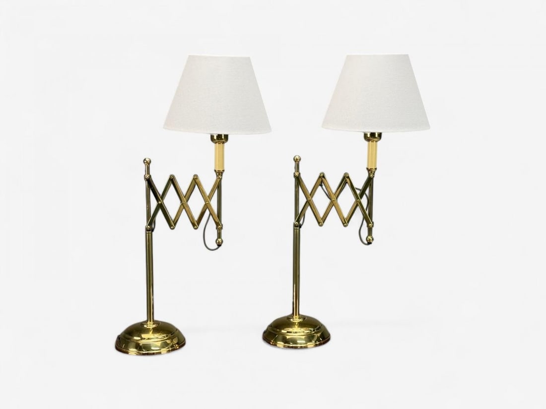 American Modern, Polished Brass, Adjustable Table Lamps, USA, 1980s - 7