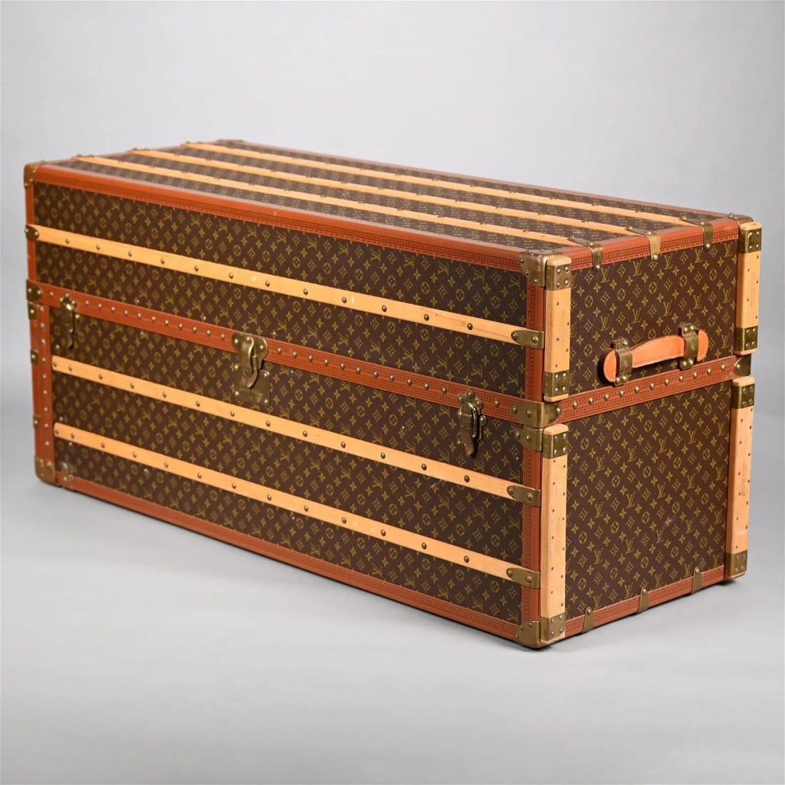 Louis Vuitton, Large Steamer Trunk, Monogram Canvas, Leather, Special Order - 6