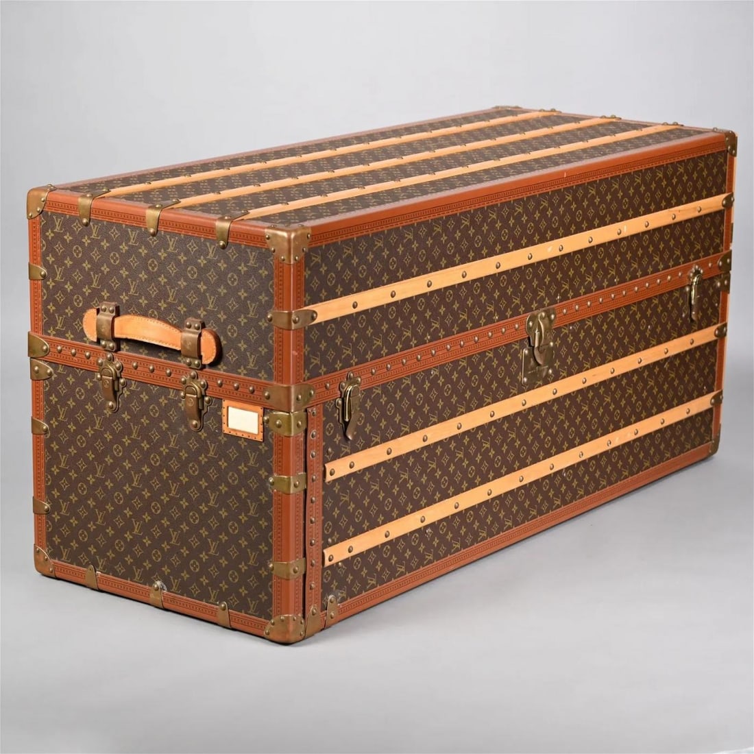 Louis Vuitton, Large Steamer Trunk, Monogram Canvas, Leather, Special Order - 7