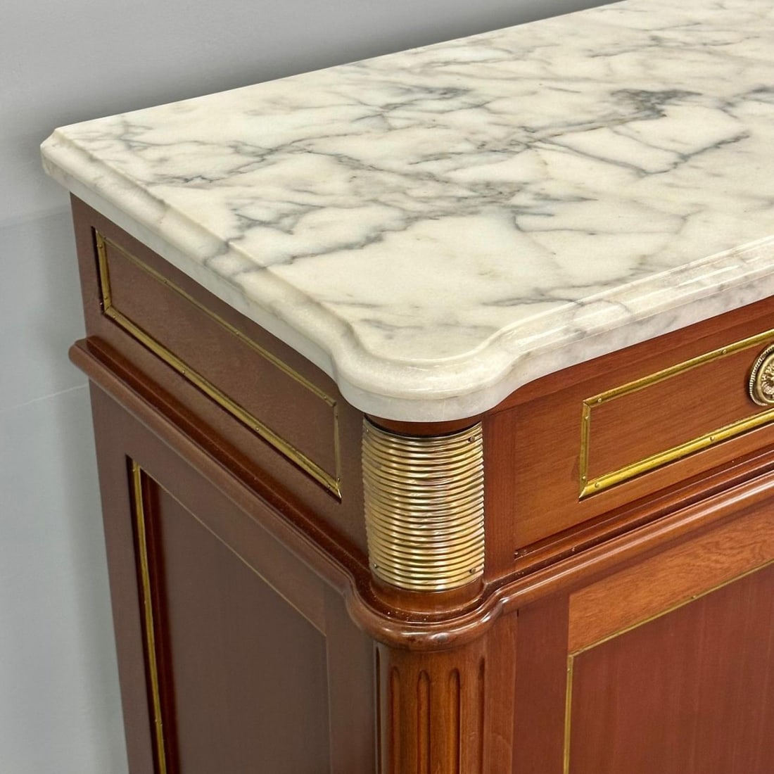 Louis XVI Hollywood Regency Style Bronze Mounted Mahogany Sideboard / Credenza - 10