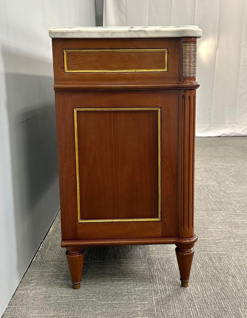 Louis XVI Hollywood Regency Style Bronze Mounted Mahogany Sideboard / Credenza - 11