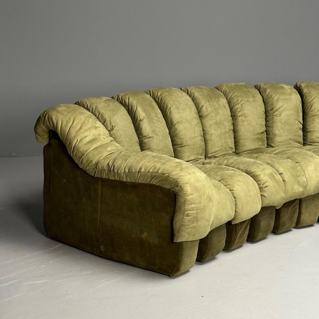 De Sede, Mid-Century Modern, DS-600 Non Stop Sectional Sofa, Green Fabric - 11