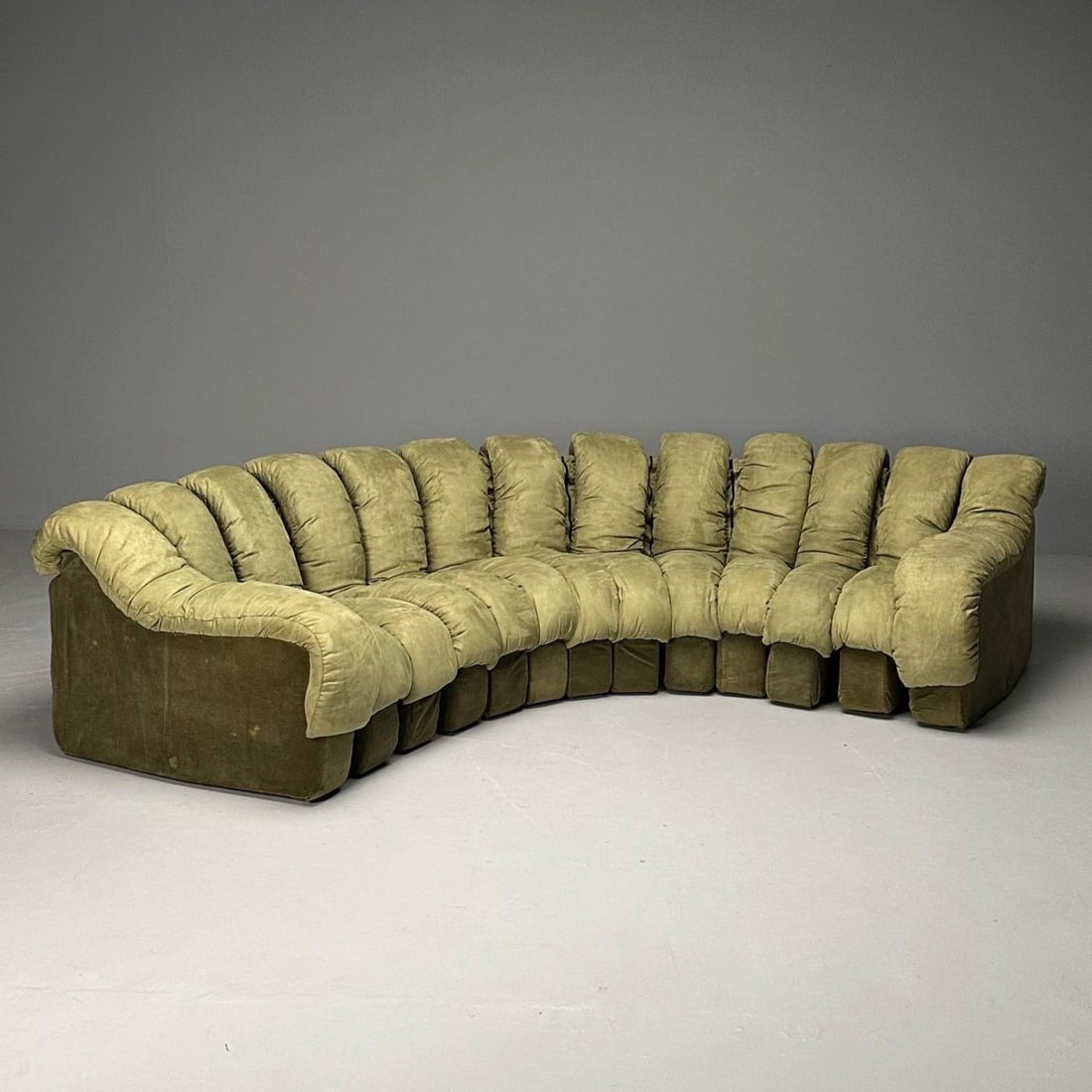De Sede, Mid-Century Modern, DS-600 Non Stop Sectional Sofa, Green Fabric - 7