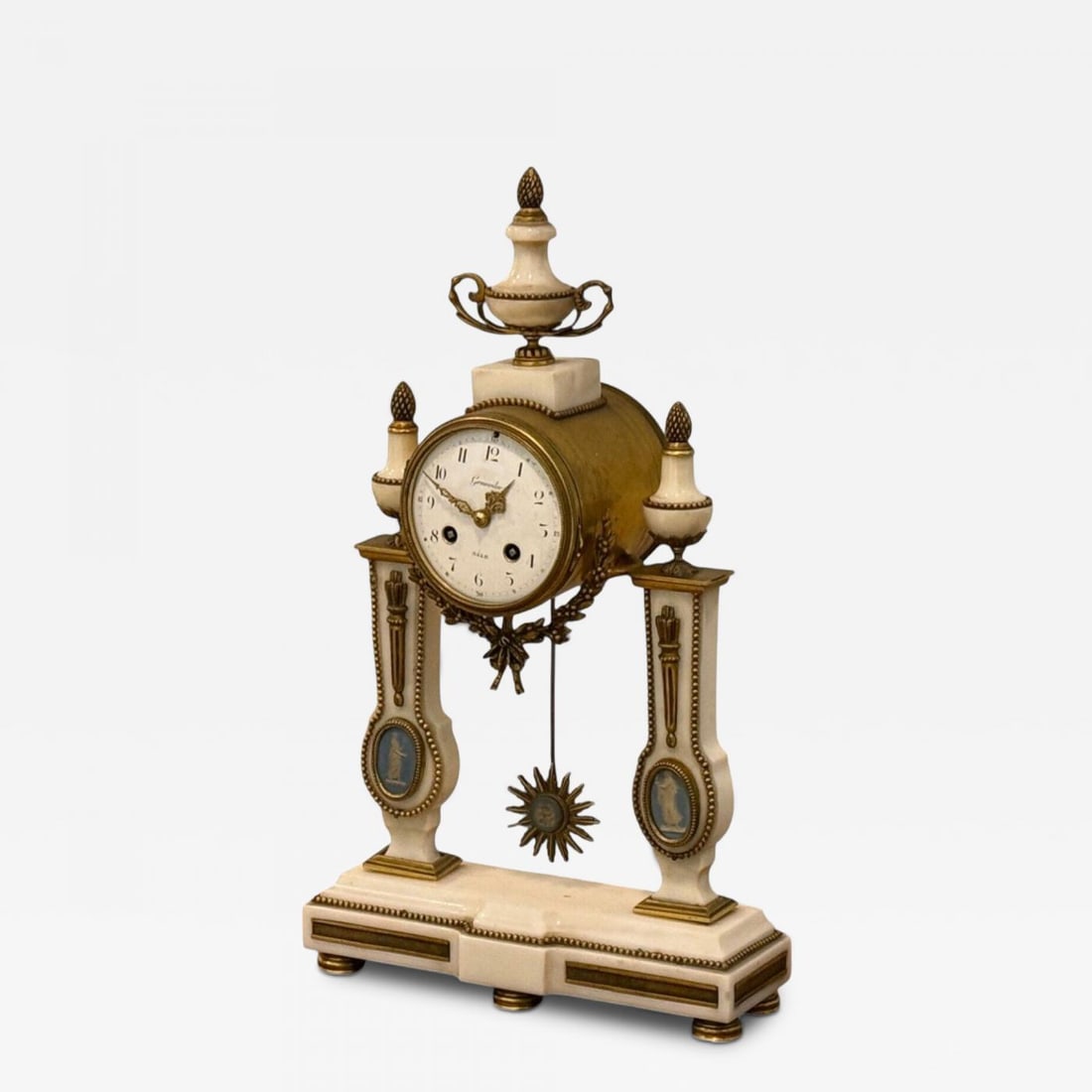 Hubert Sarton Style, Louis XVI, Porcelain, Bronze, Marble, Mantle Clock, 19th C. (1 of 13)