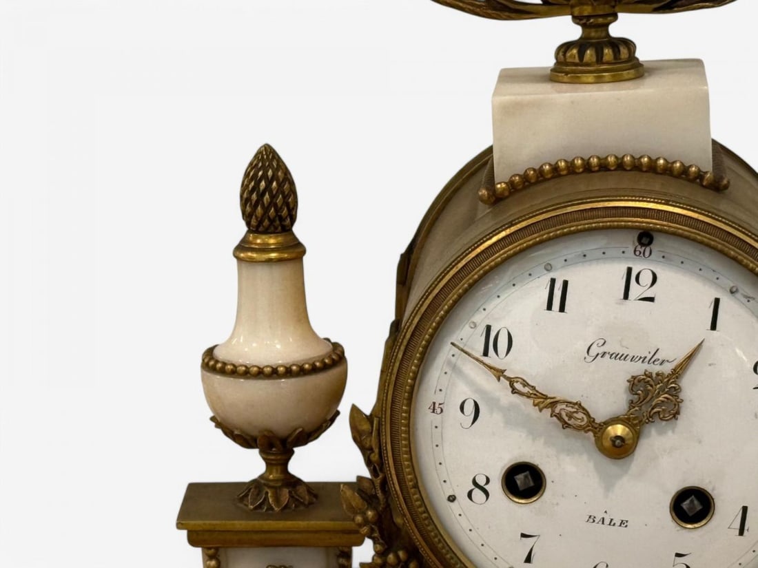 Hubert Sarton Style, Louis XVI, Porcelain, Bronze, Marble, Mantle Clock, 19th C. - 6