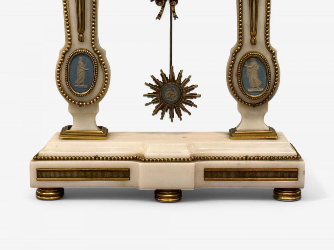 Hubert Sarton Style, Louis XVI, Porcelain, Bronze, Marble, Mantle Clock, 19th C. - 8