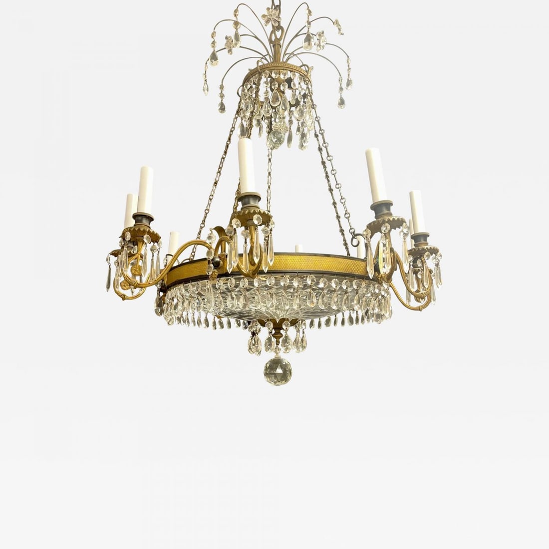 19th Century Empire Chandelier having Ten Lights, Dore Bronze, Neoclassical, (1 of 12)