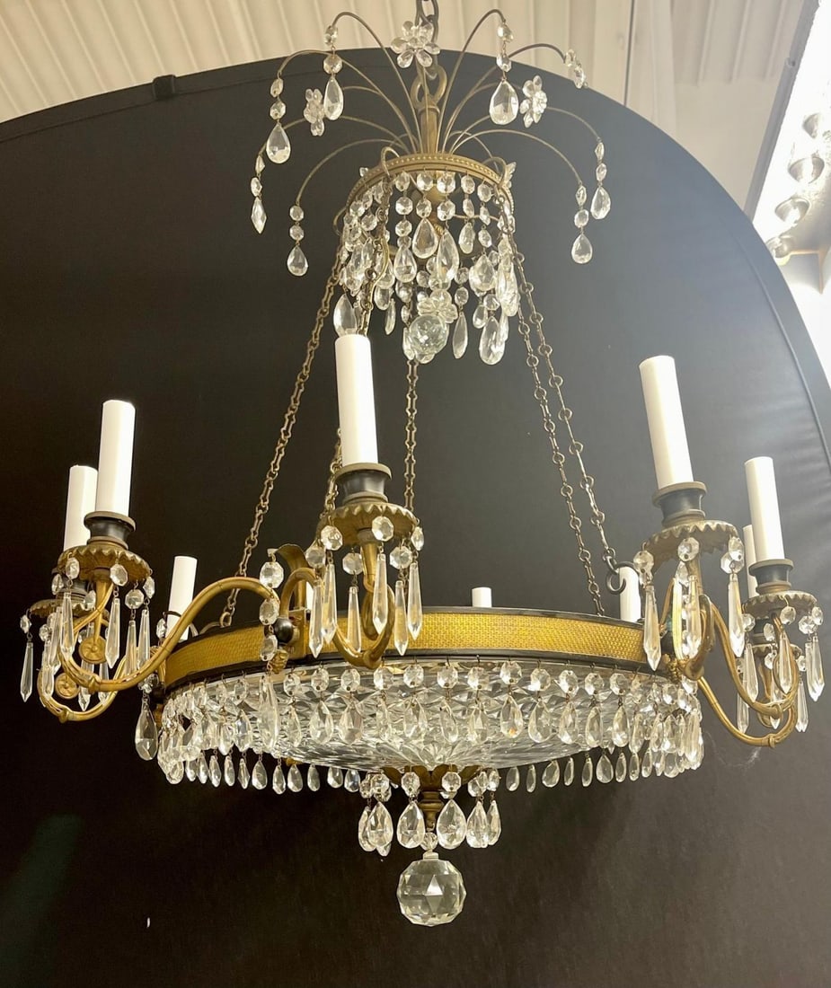 19th Century Empire Chandelier having Ten Lights, Dore Bronze, Neoclassical, - 3