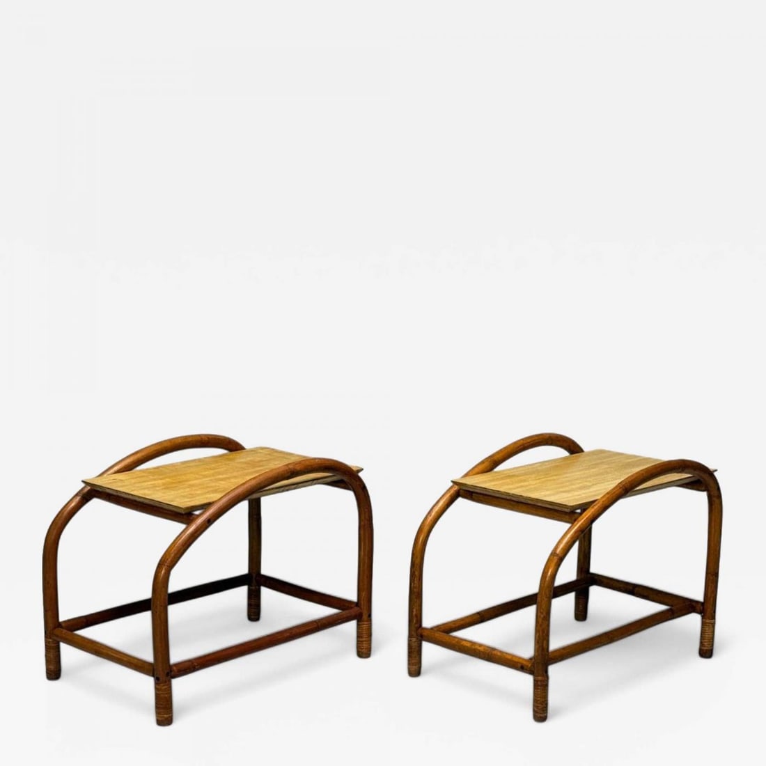 American Mid-Century Modern, Bamboo, Rattan, Cane, End Tables, USA, 1950s (1 of 9)