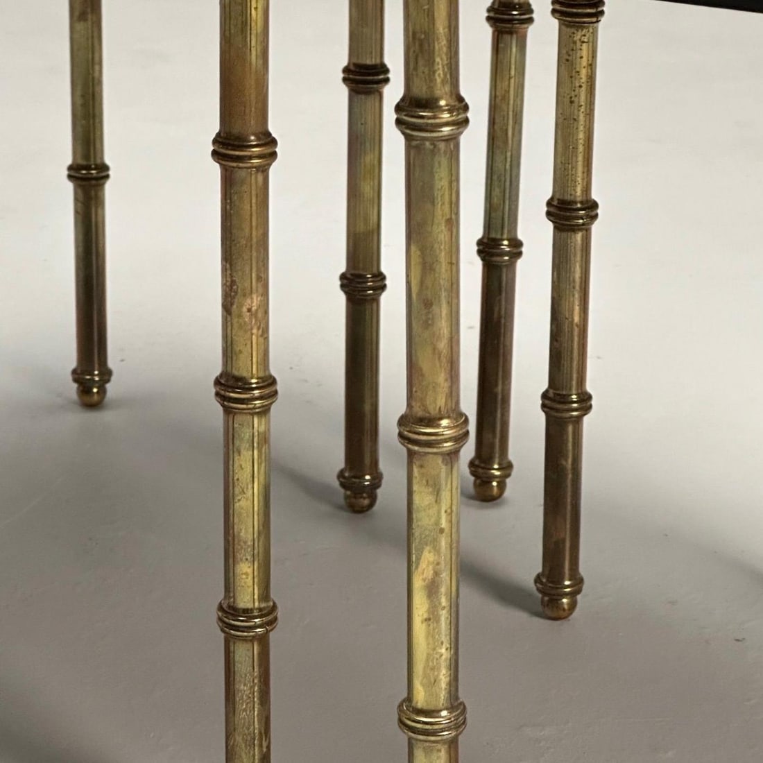 Jacques Adnet, French Mid-Century Modern, Nesting Tables, Leather, Brass, 1950s - 9