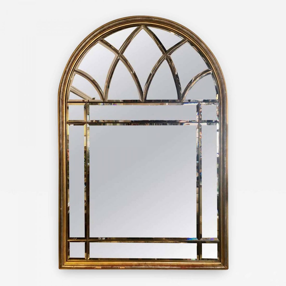 Domed Beveled Glass Detailed Beveled Wall or Console Mirror by La Barge (1 of 12)