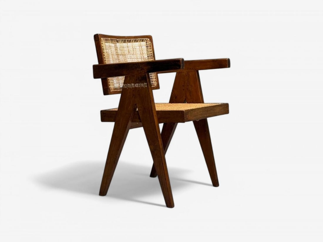 Pierre Jeanneret, Teak, Cane, Four Floating Back Chairs, Chandigarh, 1960s - 4