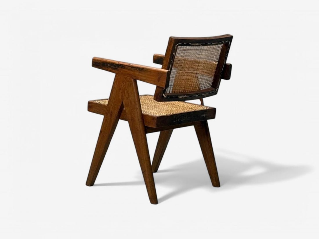 Pierre Jeanneret, Teak, Cane, Four Floating Back Chairs, Chandigarh, 1960s - 7