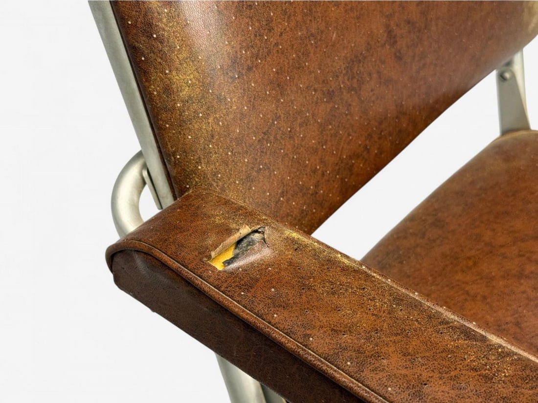 Warren McArthur, Brown Leather, Aluminum, Folding Chairs, USA c. 1935 - 10