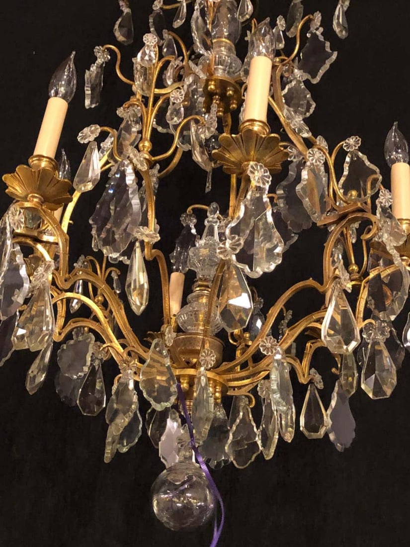 Fine Six-Light Cut Crystal and Brass Chandelier Newly Wired - 11