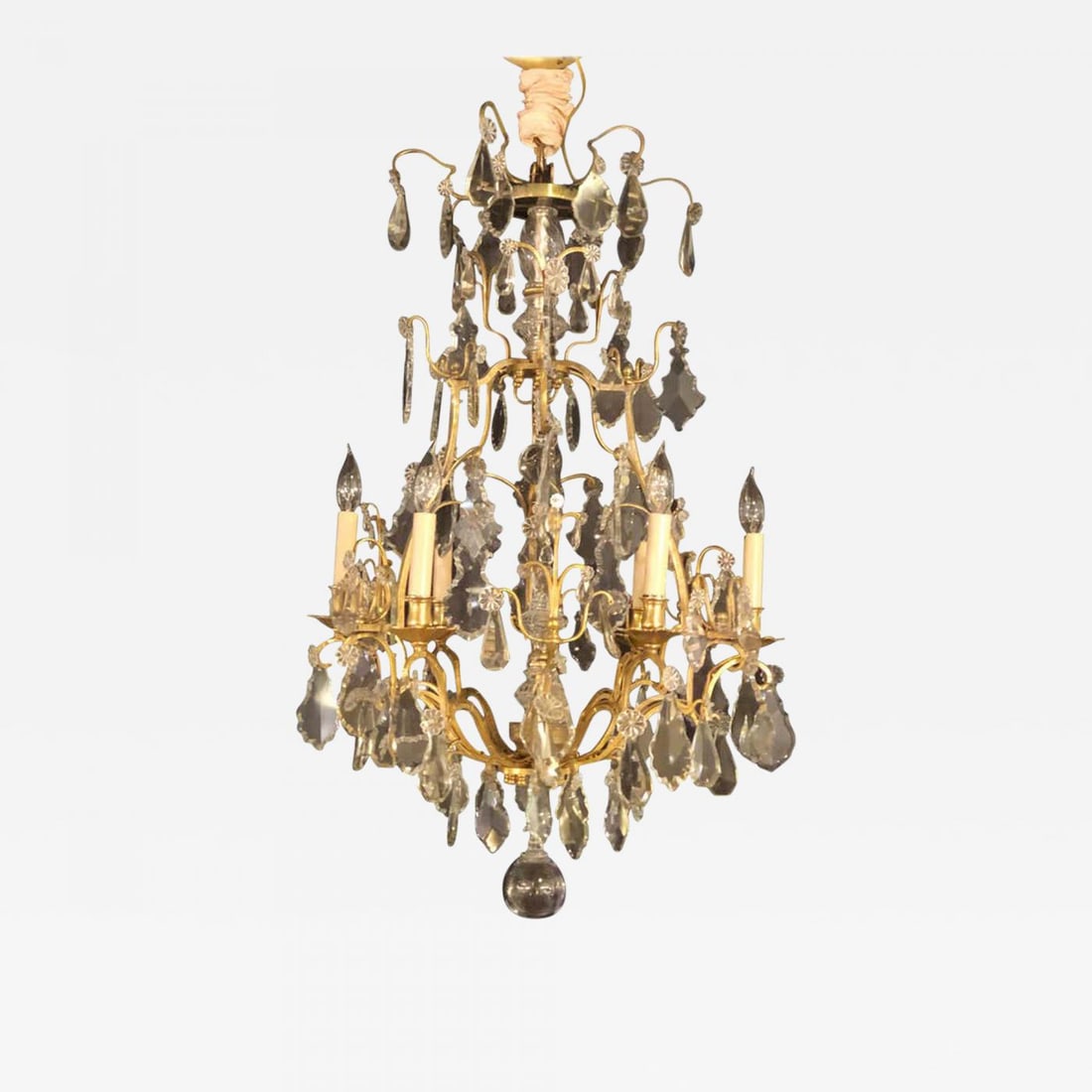 Fine Six-Light Cut Crystal and Brass Chandelier Newly Wired (1 of 13)