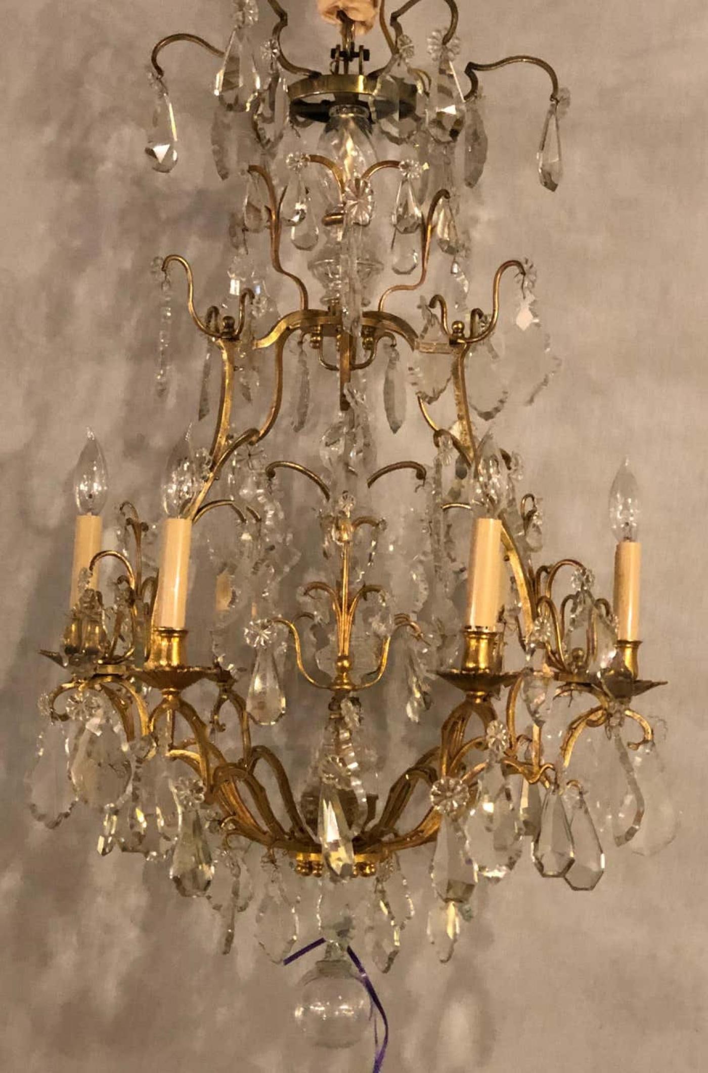 Fine Six-Light Cut Crystal and Brass Chandelier Newly Wired - 5