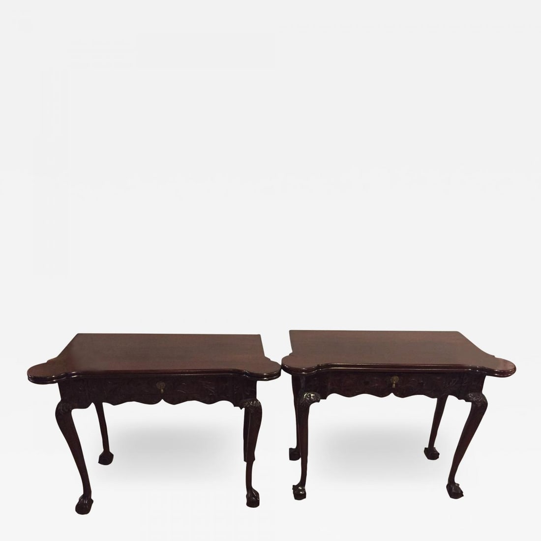 Period 1820s Irish Card / Tea Tables Solid Mahogany with Later Carvings (1 of 11)