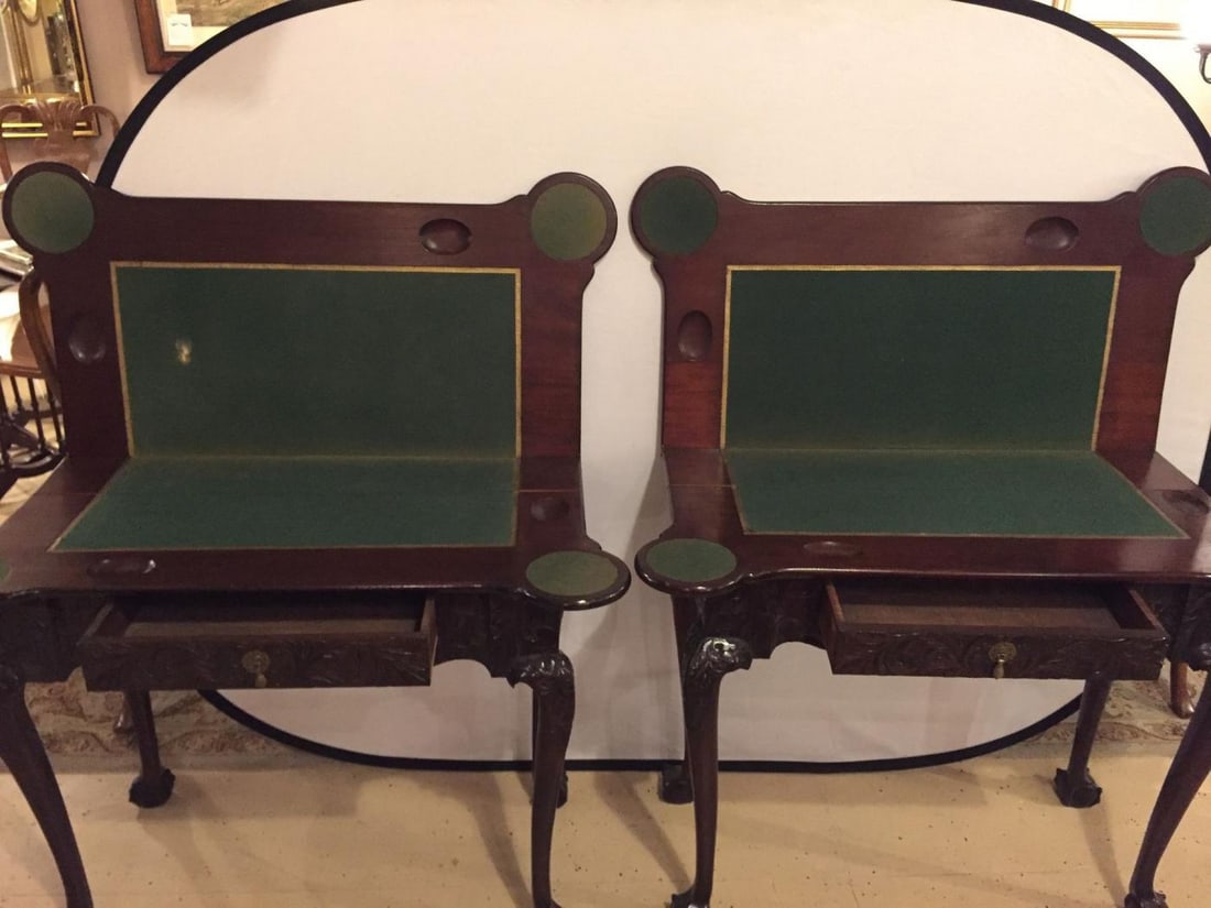 Period 1820s Irish Card / Tea Tables Solid Mahogany with Later Carvings - 3