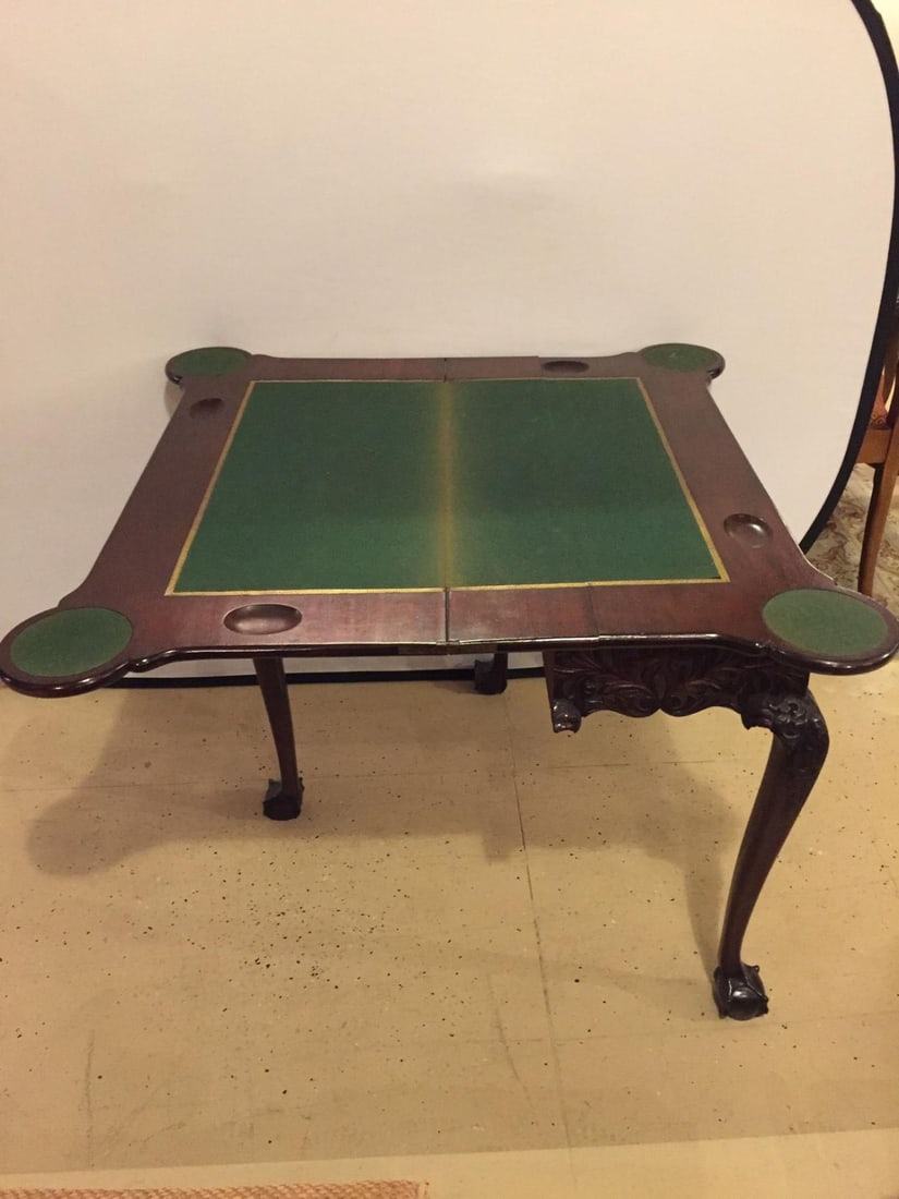 Period 1820s Irish Card / Tea Tables Solid Mahogany with Later Carvings - 5