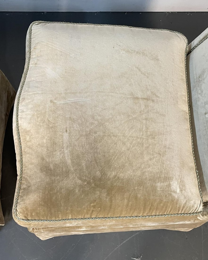 Pair of Louis XVI Style Mohair Slipper or Lounge Chairs, Traditional, Velvet - 11