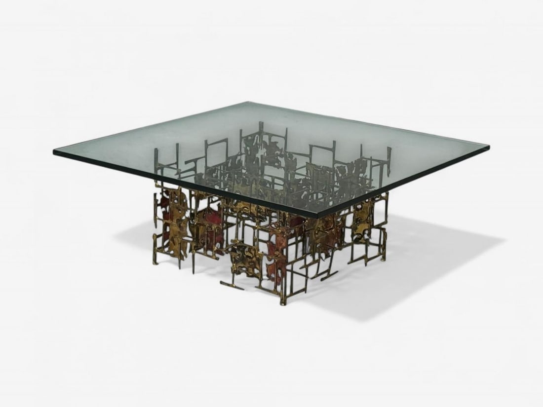 Silas Seandel Style, Brutalist Modern, Metal, Glass, Coffee Table, USA, 1970s - 3