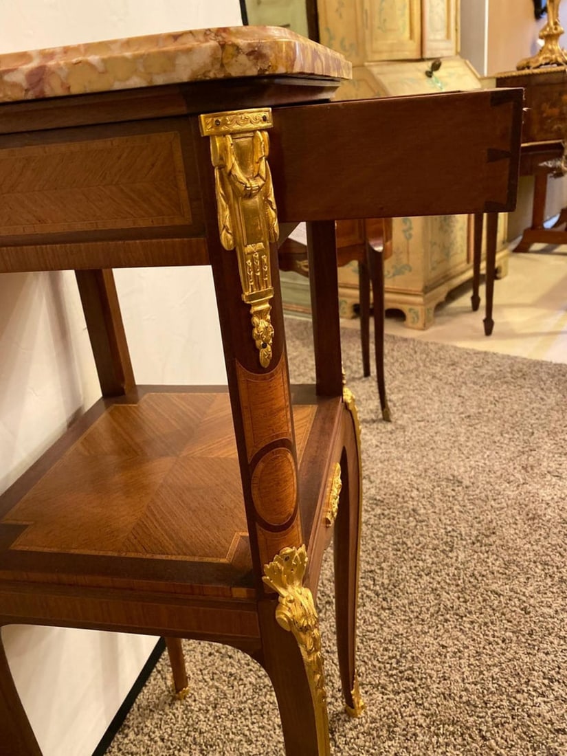 Louis XV-XVI Style Marble-Top Side Table End Table Pedestal, Transitional - 6