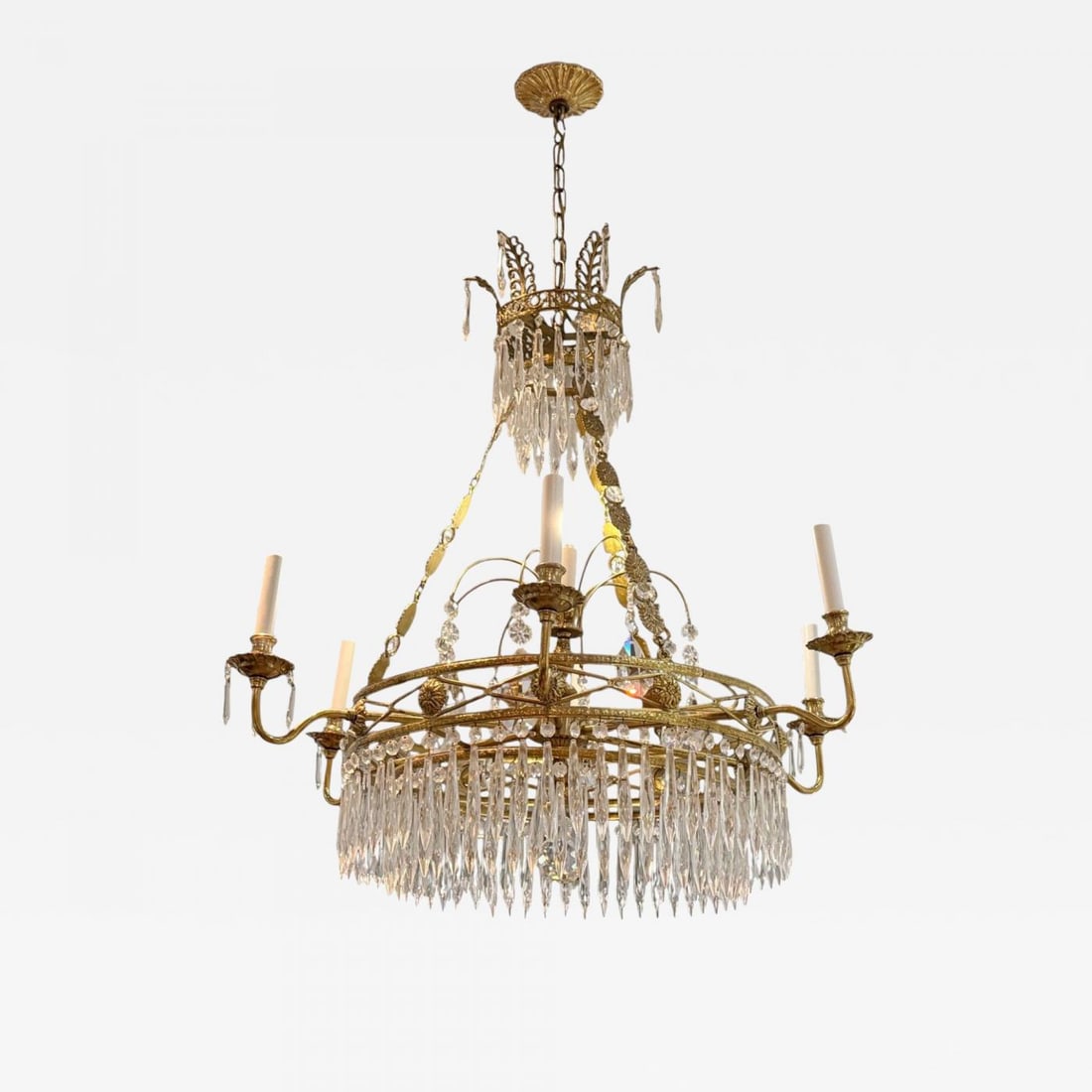 Russian Neoclassical, Bronze, Crystal, Chandelier, Italy, 1950s - 2