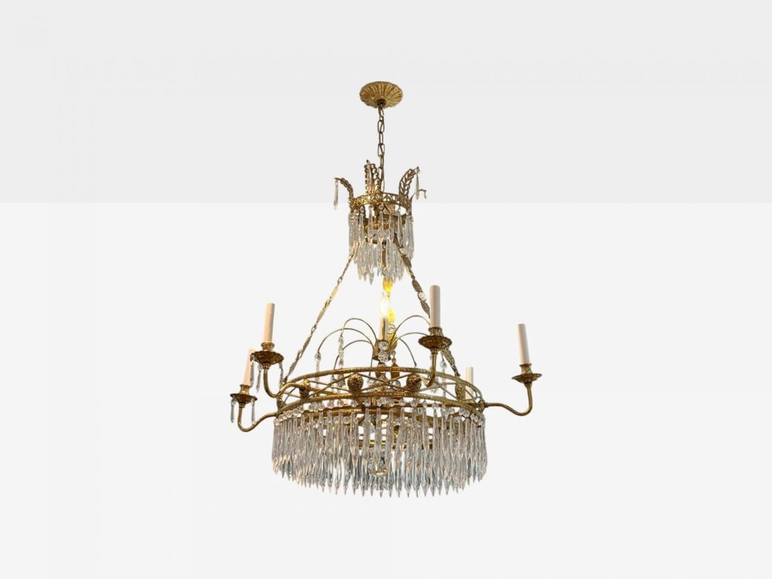 Russian Neoclassical, Bronze, Crystal, Chandelier, Italy, 1950s - 3