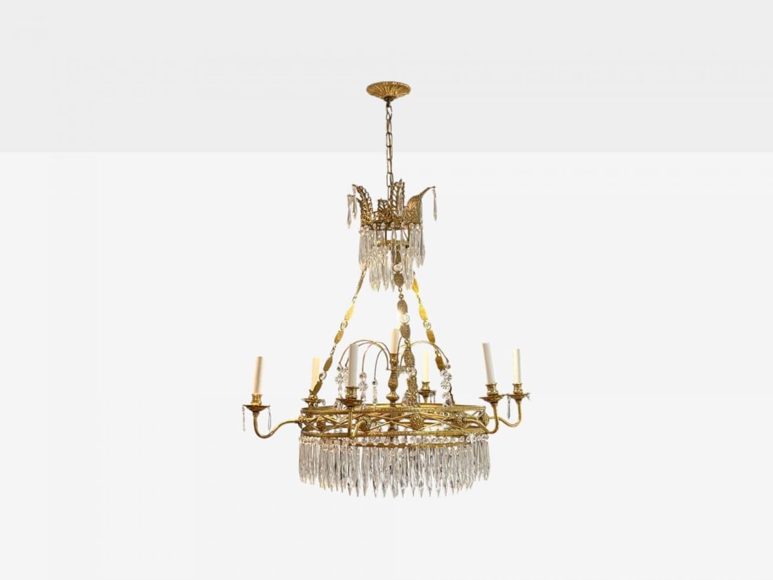 Russian Neoclassical, Bronze, Crystal, Chandelier, Italy, 1950s - 4
