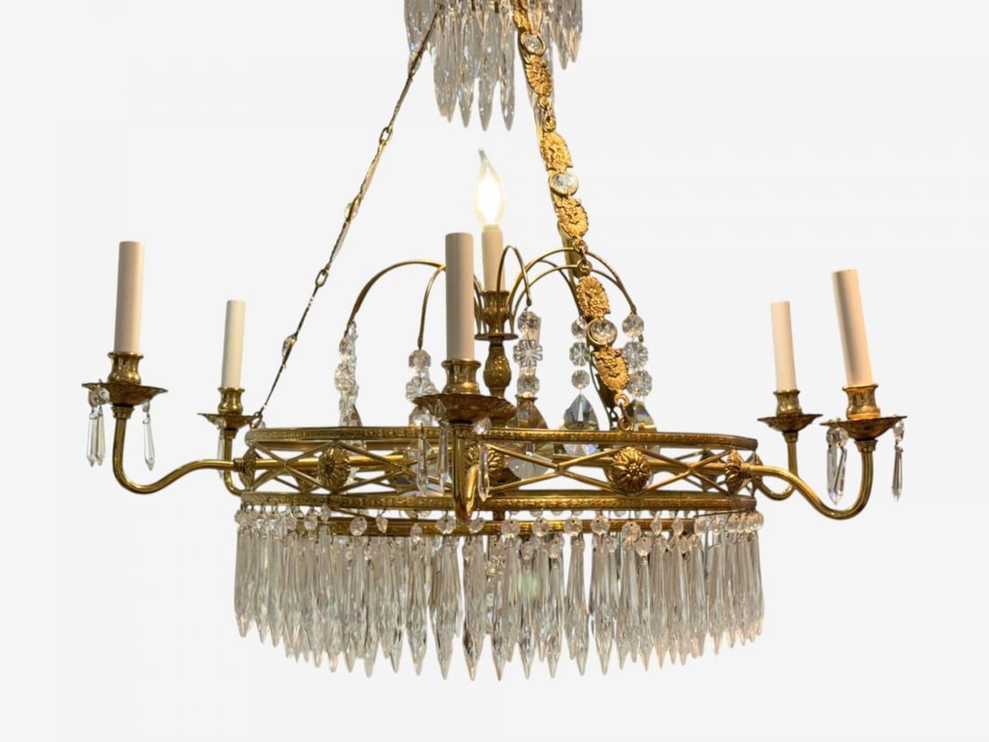 Russian Neoclassical, Bronze, Crystal, Chandelier, Italy, 1950s - 6