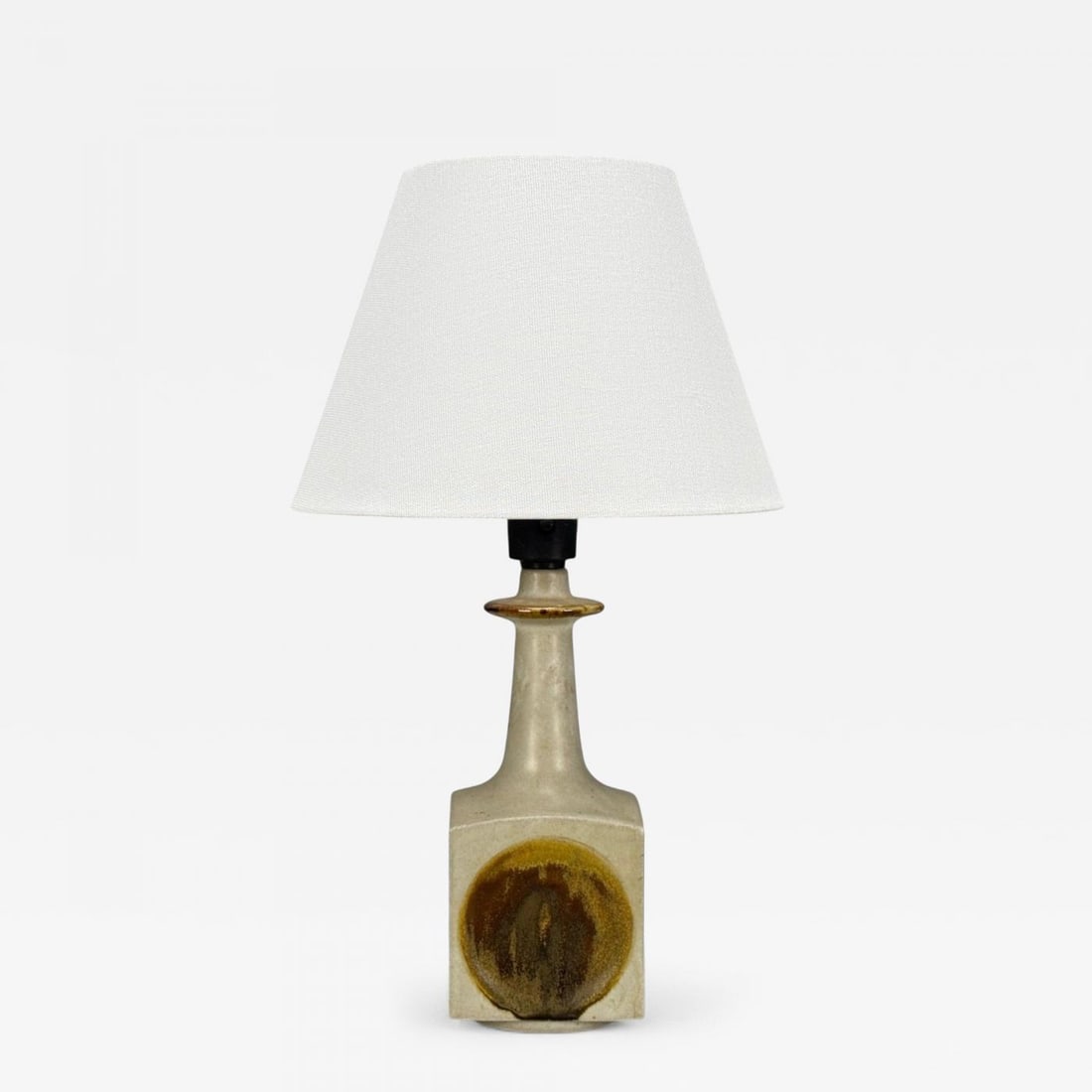 Knabstrup Attribution, Beige Stoneware, Table Lamp, Denmark, 1960s - 2