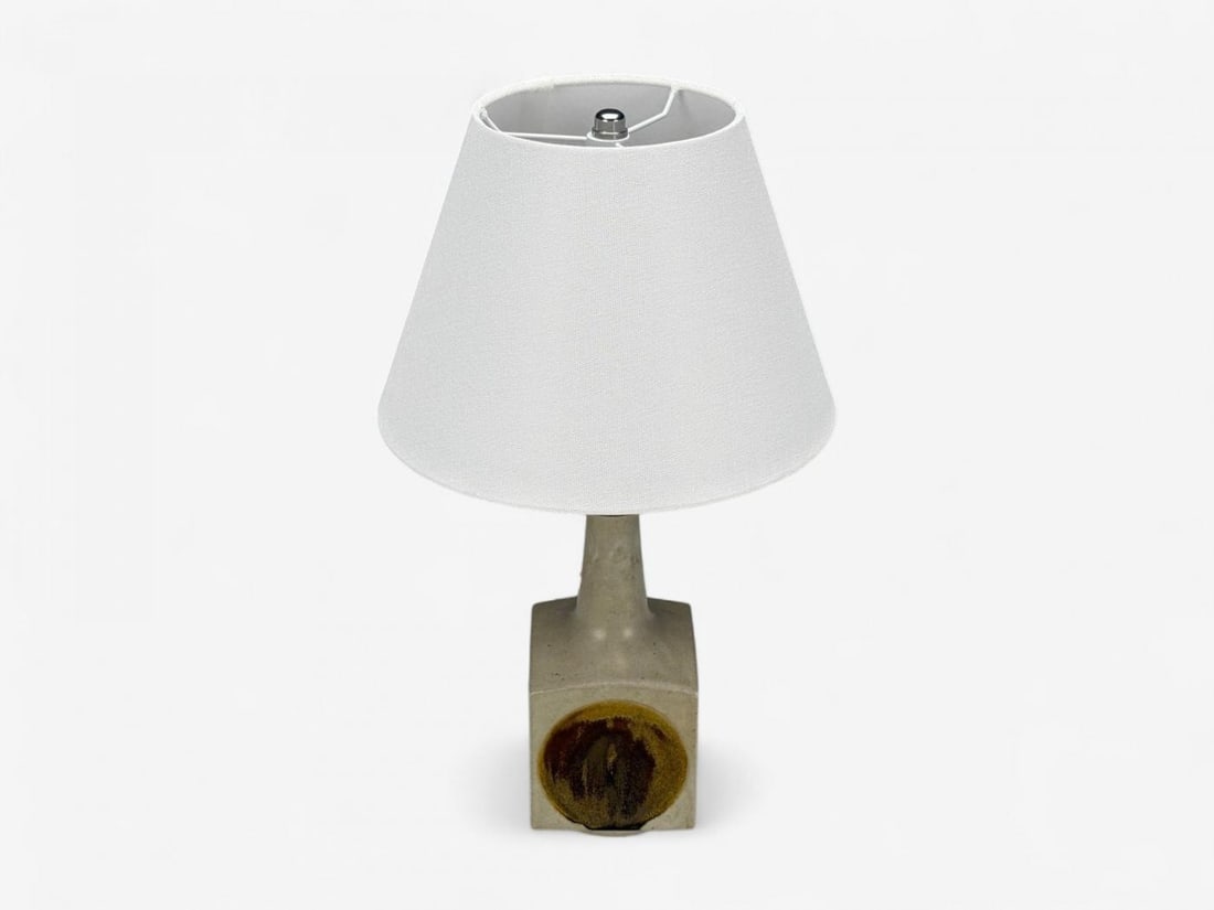 Knabstrup Attribution, Beige Stoneware, Table Lamp, Denmark, 1960s - 4