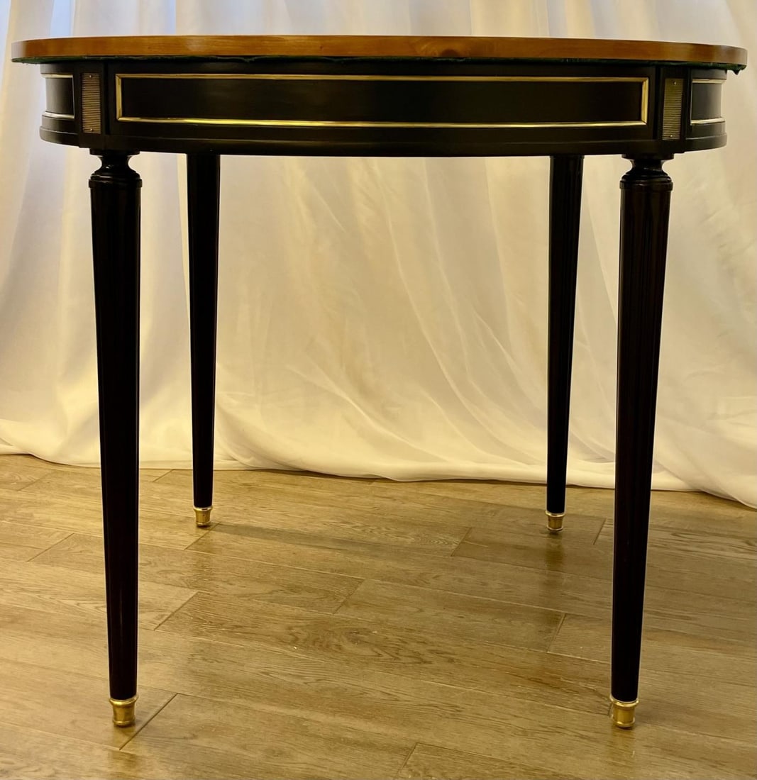 Hollywood Regency Ebony Game, Card Table, Louis XVI Style, Bronze Mounted - 4