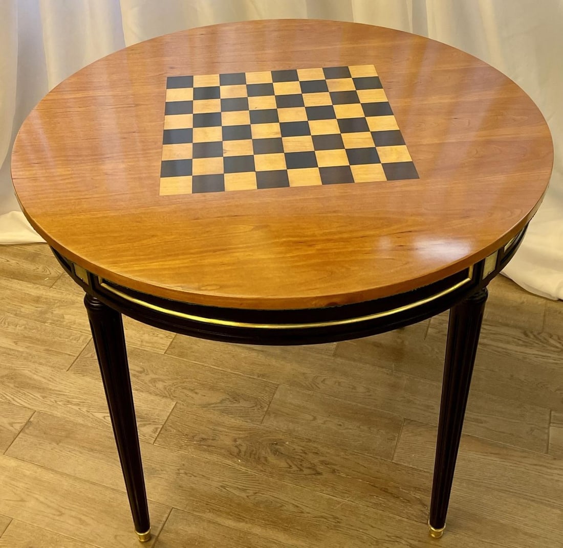 Hollywood Regency Ebony Game, Card Table, Louis XVI Style, Bronze Mounted - 8