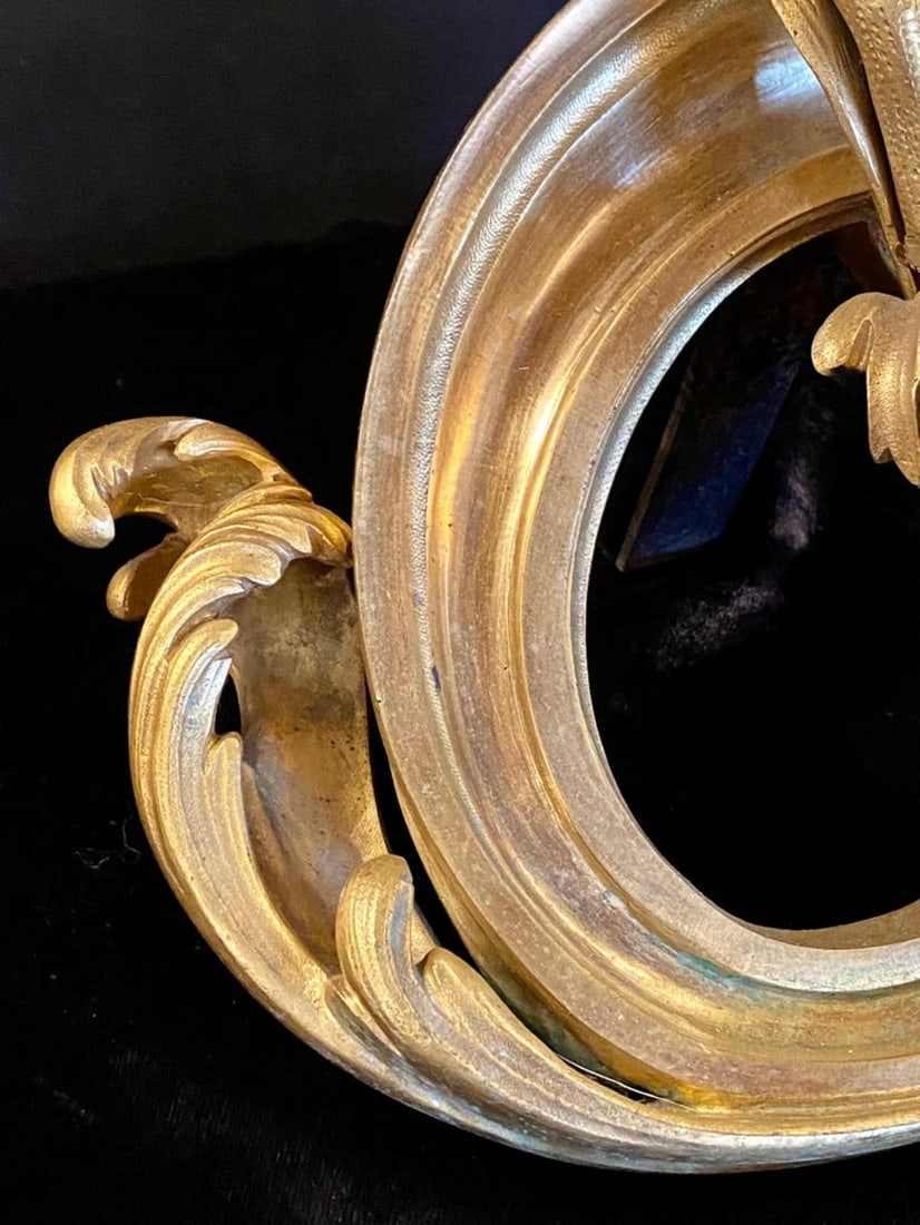 19th Century Pair of Dore Bronze Chenets Andirons Signed Bird with Man and Woman - 10