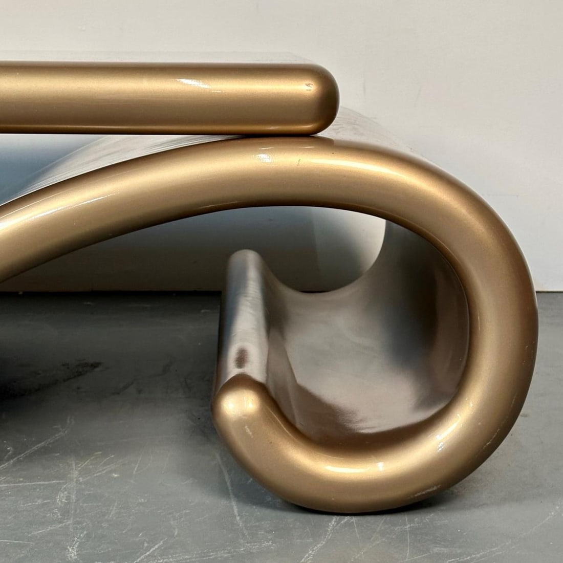 Mid-Century Modern Organic Coffee Cocktail Table Gold Metallic Fiberglass 1980s - 11