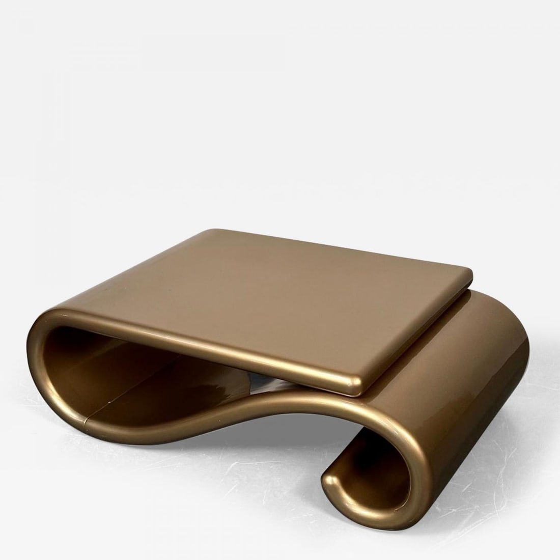 Mid-Century Modern Organic Coffee Cocktail Table Gold Metallic Fiberglass 1980s (1 of 13)