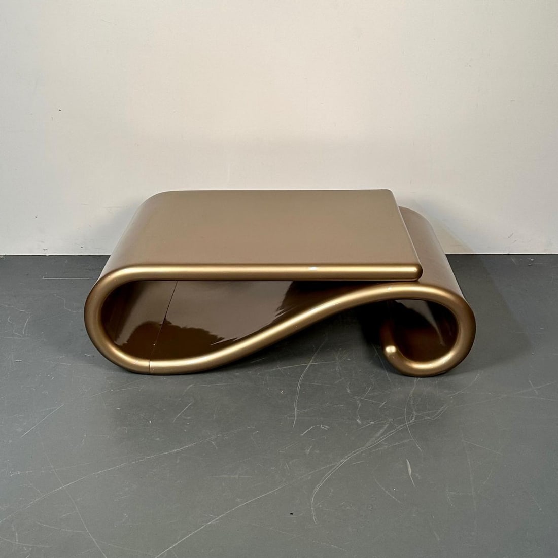 Mid-Century Modern Organic Coffee Cocktail Table Gold Metallic Fiberglass 1980s - 7