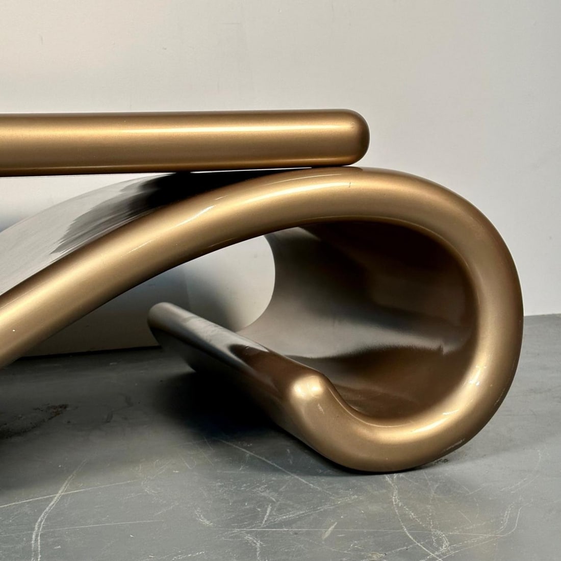 Mid-Century Modern Organic Coffee Cocktail Table Gold Metallic Fiberglass 1980s - 9