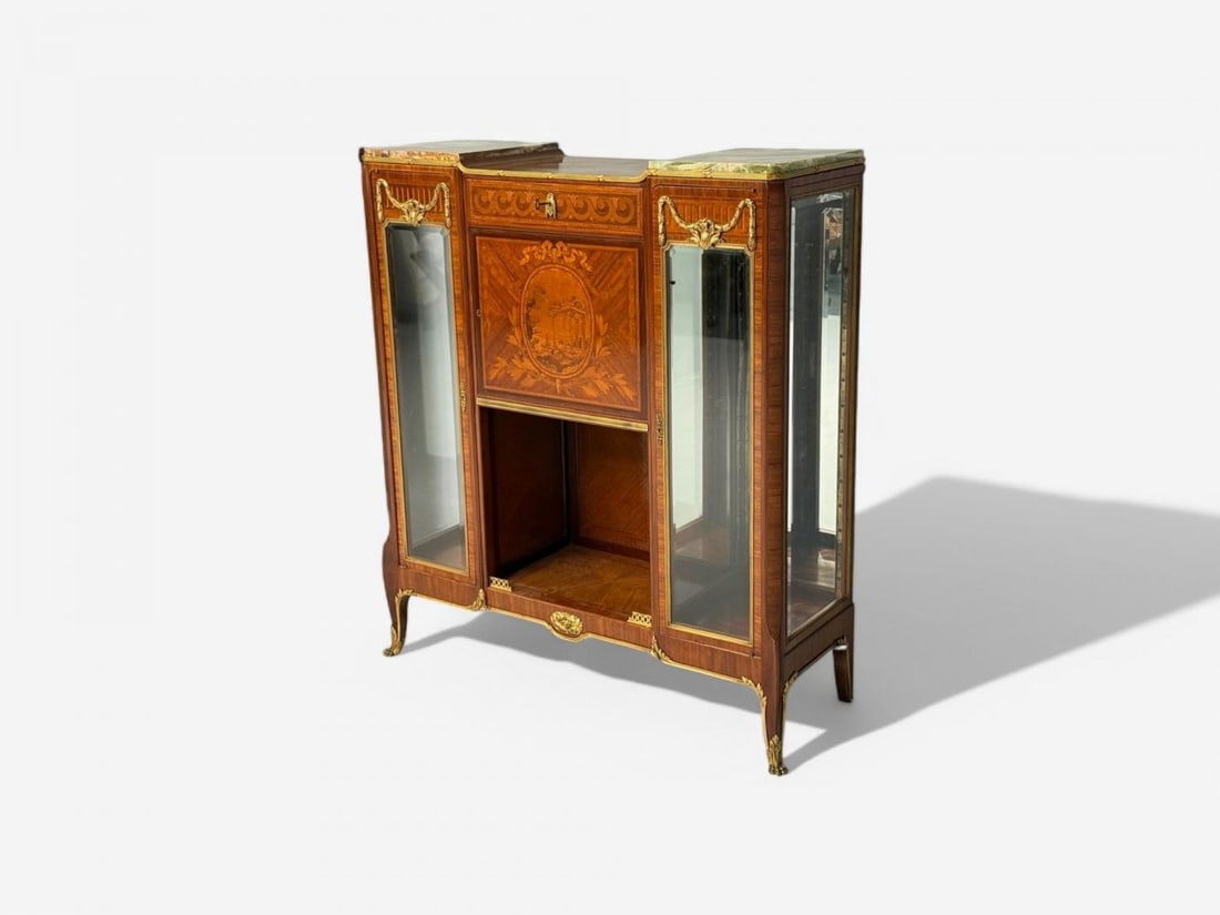 Haentges Frères, Louis XVI, Marquetry, Bronze, Vitrine Cabinets, Paris, 19th C. - 5
