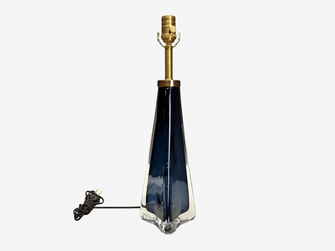 Nils Landberg, Swedish Modern, Blue Glass, Table Lamp, Sweden, 1960s - 3