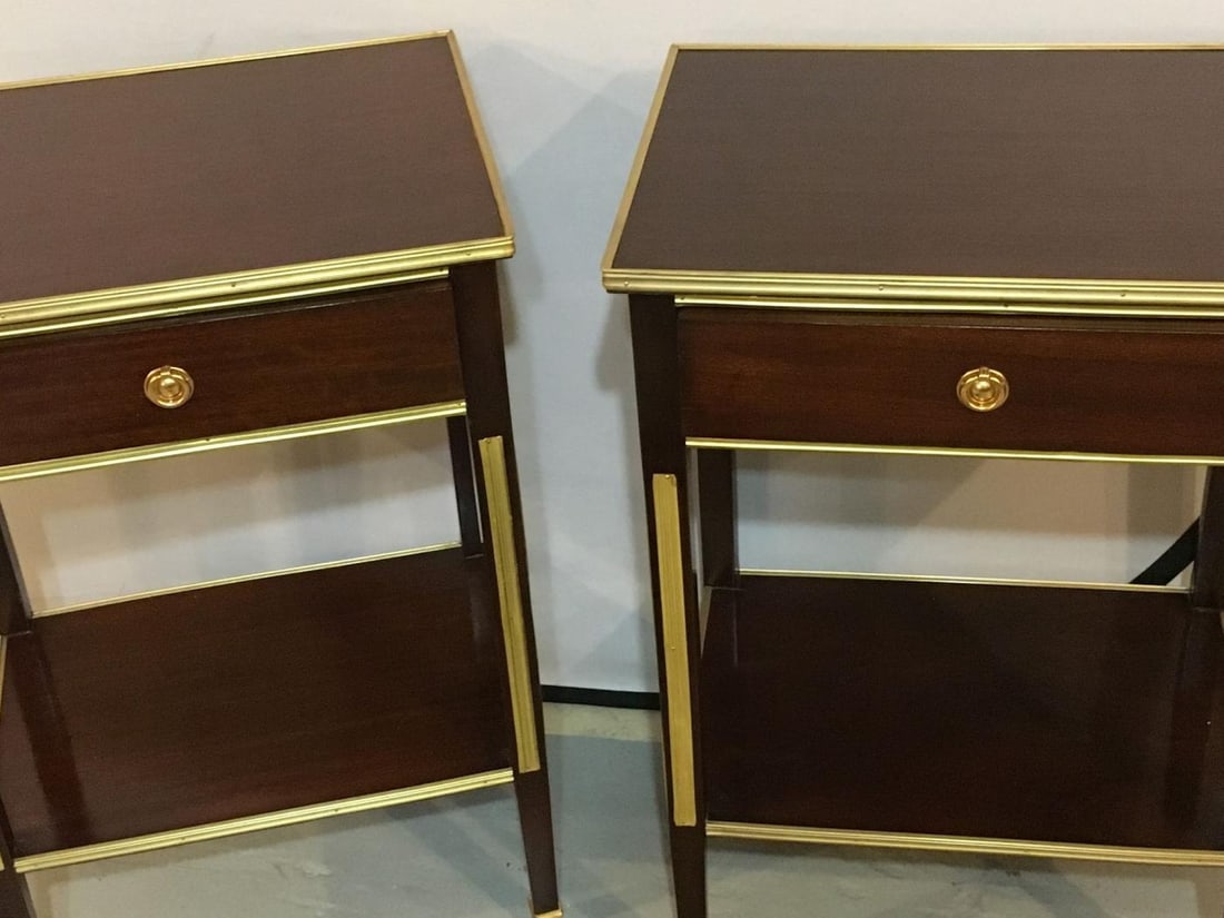 Pair of One Drawer Neoclassical Style Bronze-Mounted Mahogany End / Side Tables - 3