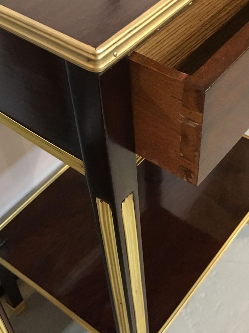 Pair of One Drawer Neoclassical Style Bronze-Mounted Mahogany End / Side Tables - 5