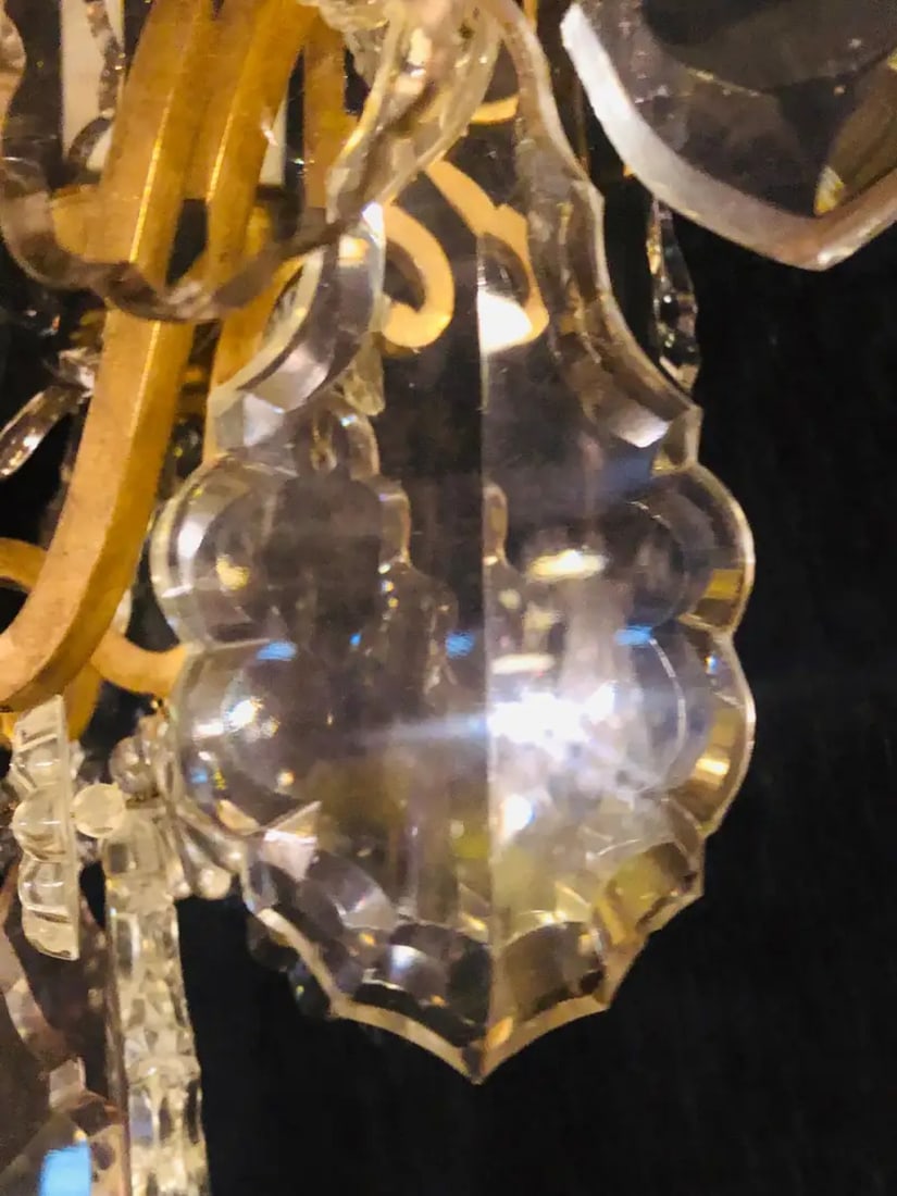 French 1920s Bronze and Crystal Chandelier with Spear Points - 11