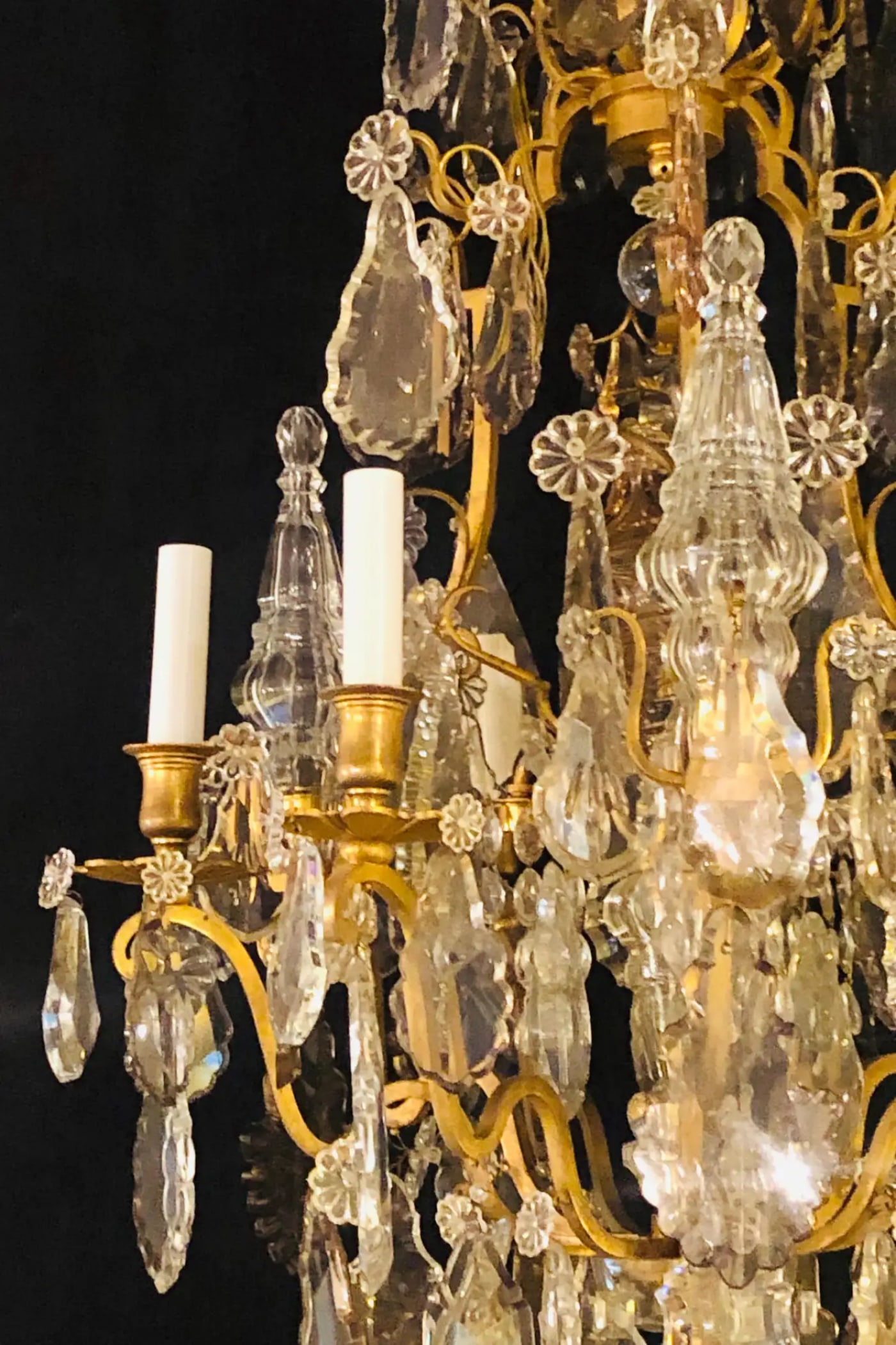 French 1920s Bronze and Crystal Chandelier with Spear Points - 6